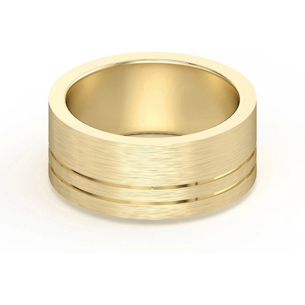 Double Lined Flat Obrączka Ślubna 585 Żółte Złoto (14K) 8 MM