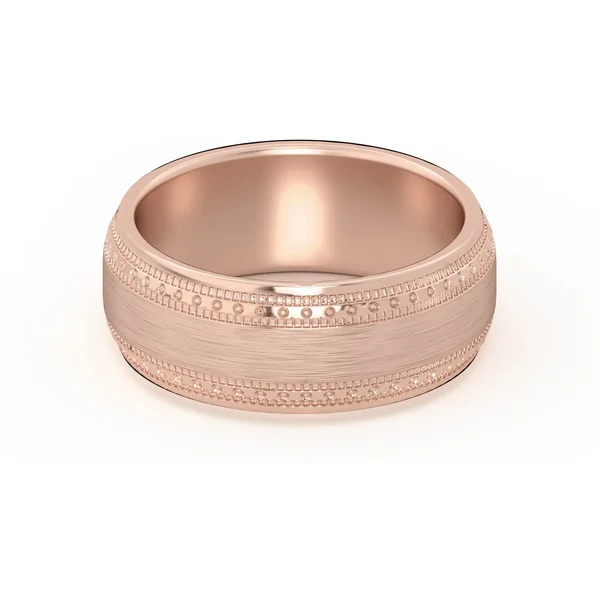 Double Beaded Wysoka Polska Obrączka Ślubna 585 Różowe Złoto (14K) 7 MM