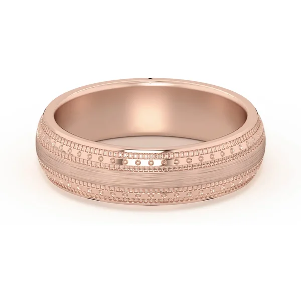 Double Beaded Wysoka Polska Obrączka Ślubna 585 Różowe Złoto (14K) 5 MM