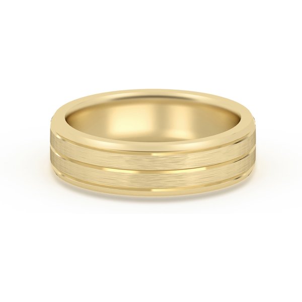 Klasyczna Beveled Comfort Fit Satenowa Męska Obrączka Ślubna 585 Żółte Złoto (14K) 5 MM