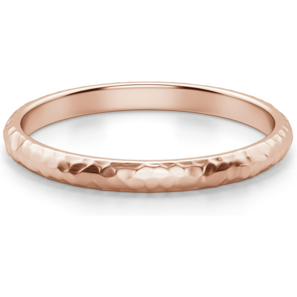 Hammered Comfort Męska Obrączka Ślubna 2 MM 585 Różowe Złoto (14K)