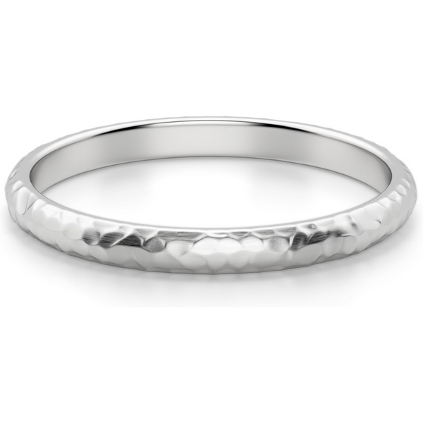 Hammered Comfort Męska Obrączka Ślubna 2 MM 585 Białe Złoto (14K)