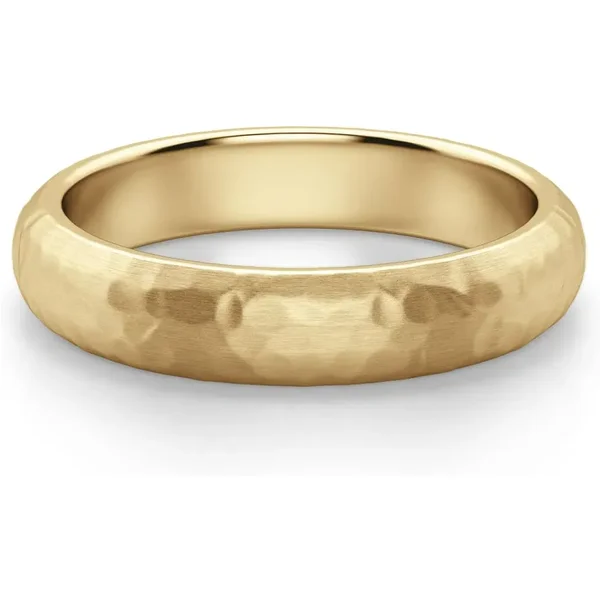 Hammered Comfort Męska Obrączka Ślubna 4 MM 585 Żółte Złoto (14K)