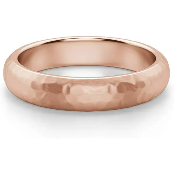 Hammered Comfort Męska Obrączka Ślubna 4 MM 585 Różowe Złoto (14K)