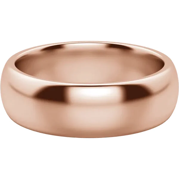 Klasyczna Męska Obrączka Ślubna Comfort 6 MM 585 Różowe Złoto (14K)