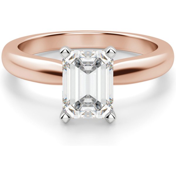 Tapered Solitaire Szmaragdowy 3.00 ct Klasyczny Pierścionek Zaręczynowy Diament Laboratoryjny 585 Różowe Złoto (14K)