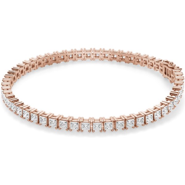 4 Prong Księżniczka Tenisowa Bransoletka s Laboratoryjnym Diamentem 7.00 ct z 14K (585) różowego złota