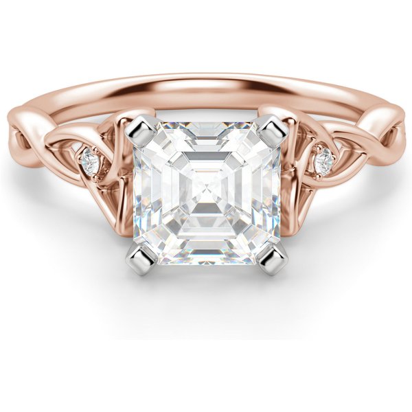 Celtic Knot Asscher 1.75 krt Pierścionek Zaręczynowy Diament Laboratoryjny 585 Różowe Złoto (14K)
