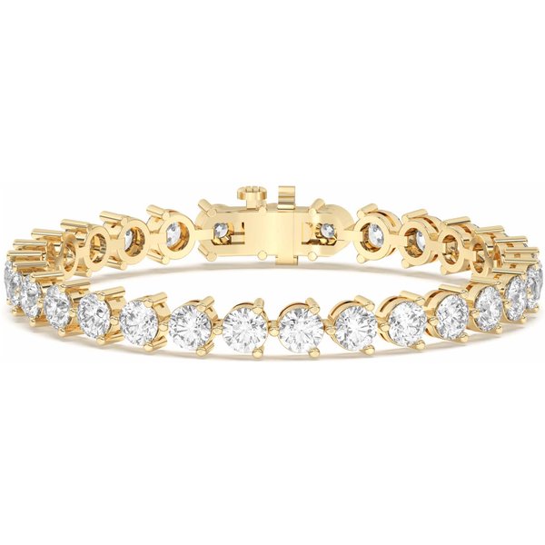 Masywny Bransoletka Tenisowa z Okrągłym Szlifem 3 Prong 14.50 ct Diament Laboratoryjny 585 Żółte Złoto (14K)