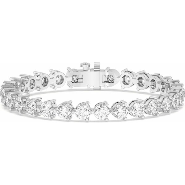 Masywny Bransoletka Tenisowa z Okrągłym Szlifem 3 Prong 14.50 ct Diament Laboratoryjny 585 Białe Złoto (14K)