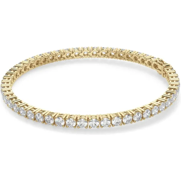4 Prong Okrągła Diamentowa Tenisowa Bransoletka 5.00 ct z Żółtego Złota pr. 14K (585)