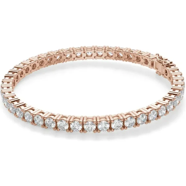 4 Prong Okrągła Diamentowa Tenisowa Bransoletka 7.00 ct z 14K (585) różowego złota