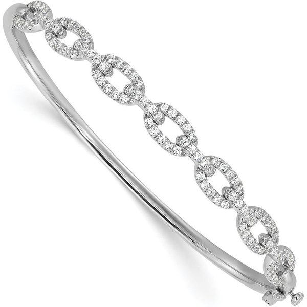 Bransoletka Bangle z Diamentami Laboratoryjnymi w Stylu Łańcuszkowym 585 Białe Złoto (14K)