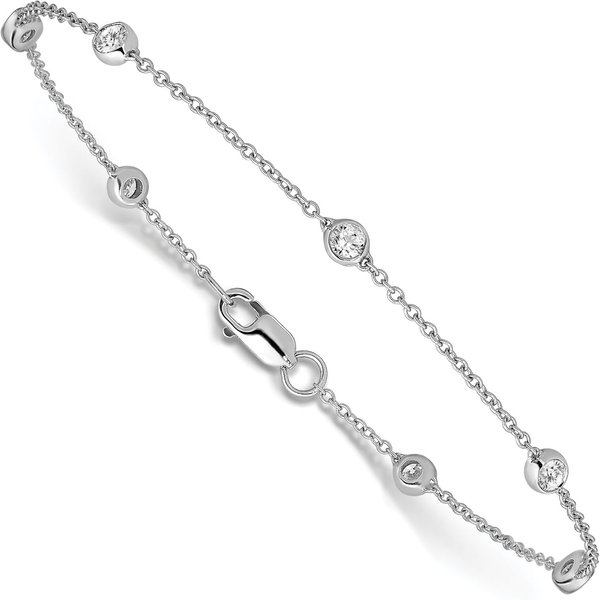 Bransoletka Rolo Chain z Diamentowymi Stacjami Diament Laboratoryjny 585 Białe Złoto (14K)