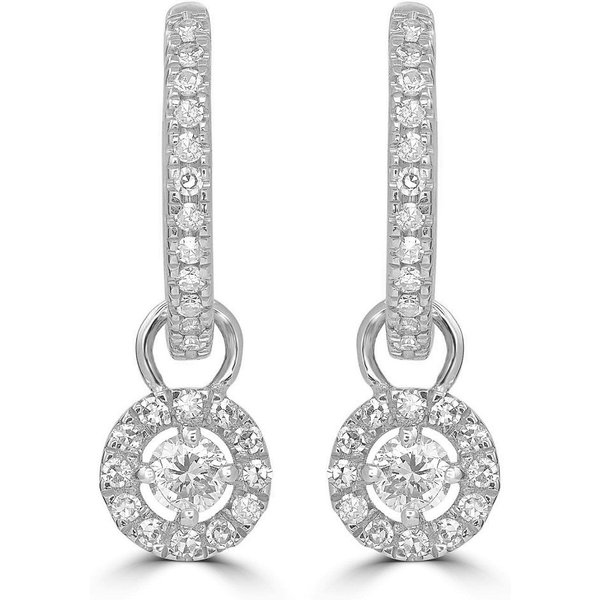 Wiszące Kolczyki Koła z Naturalnym Diamentem 0.32 ct 585 Białe Złoto (14K)