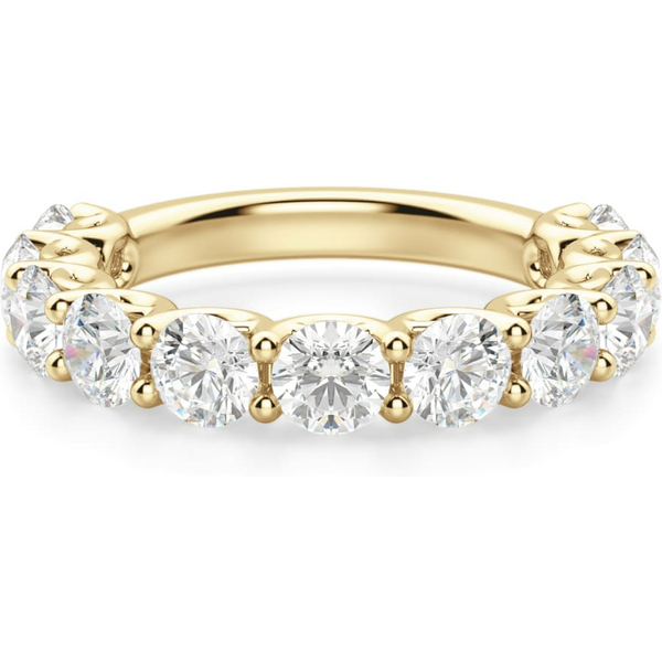Obrączka Ślubna Half Eternity Scallop Set z Okrągłymi Kamieniami 4.00 mm Laboratoryjny Diament 585 Żółte Złoto (14K)