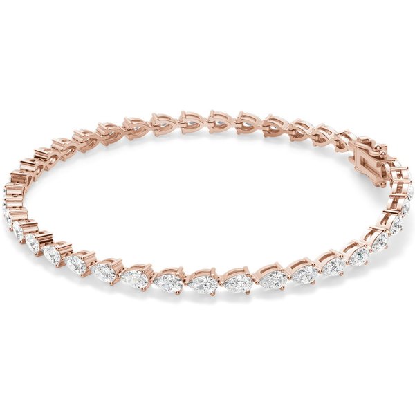 3 Prong Gruszka Tenisowa Bransoletka s Laboratoryjnym Diamentem 9.00 ct z 14K (585) różowego złota