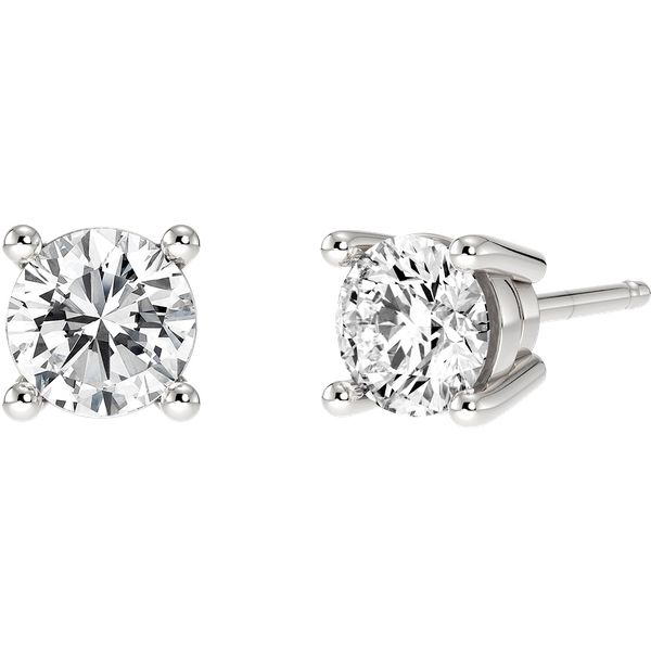 Klasyczne Kolczyki Sztyfty z Naturalnym Okrągłym Diamentem 0.50 Karata in 585 Białe Złoto (14K)