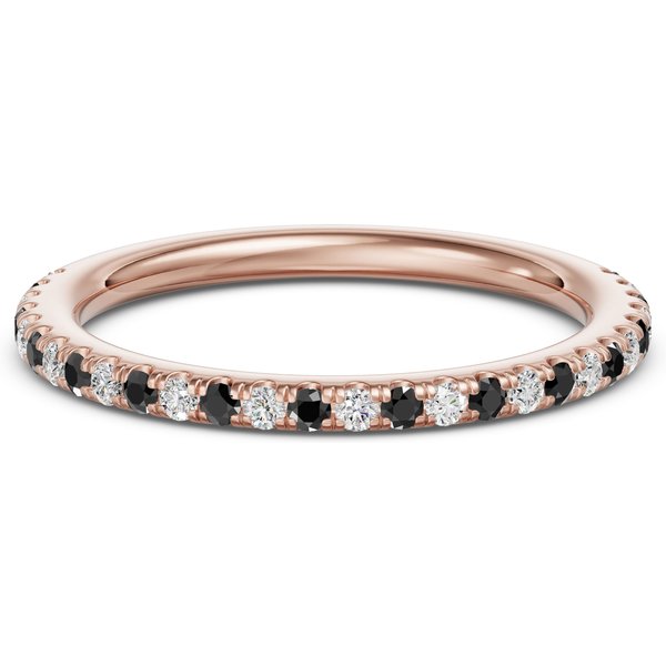 Obrączka Ślubna Arezzo Accented z Czarnymi Diamentami 585 Różowe Złoto (14K)