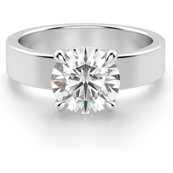 Basket Set Okrągły 1.25 ct Masywny Pierścionek Zaręczynowy Diament Laboratoryjny 585 Białe Złoto (14K)