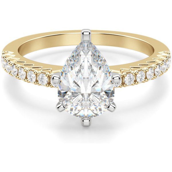 Angelix Gruszkowy 1.25 ct Pierścionek Zaręczynowy Diament Laboratoryjny 585 Żółte Złoto (14K)