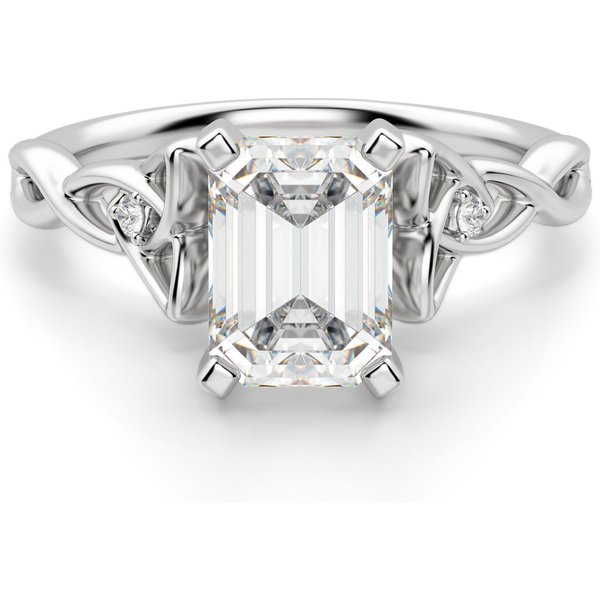 Celtic Knot Szmaragdowy 2.50 krt Pierścionek Zaręczynowy Diament Laboratoryjny 585 Białe Złoto (14K)