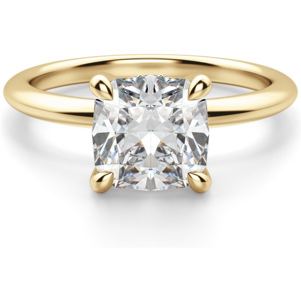 Hidden Halo Klasyczny Poduszkowy 0.75 ct Pierścionek Zaręczynowy Diament Laboratoryjny 585 Żółte Złoto (14K)