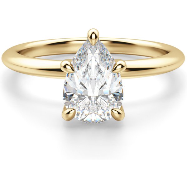 Hidden Halo Klasyczny Gruszkowy 1.00 ct Pierścionek Zaręczynowy Diament Laboratoryjny 585 Żółte Złoto (14K)