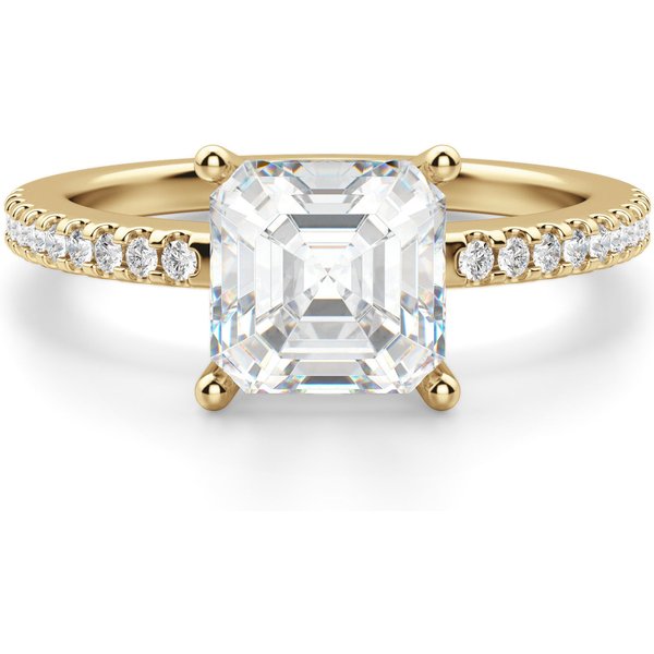 Basket Set Accented Asscher 0.75 krt Pierścionek Zaręczynowy Diament Laboratoryjny 585 Żółte Złoto (14K)
