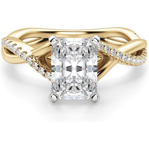 Twisted Accented Radiant 3.00 krt Pierścionek Zaręczynowy Diament Laboratoryjny 585 Żółte Złoto (14K)