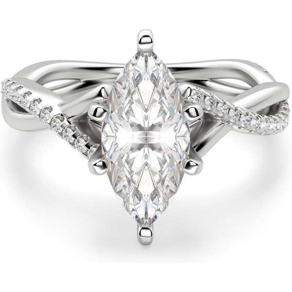 Twisted Accented Markizowy 3.00 krt Pierścionek Zaręczynowy Diament Laboratoryjny 585 Białe Złoto (14K)