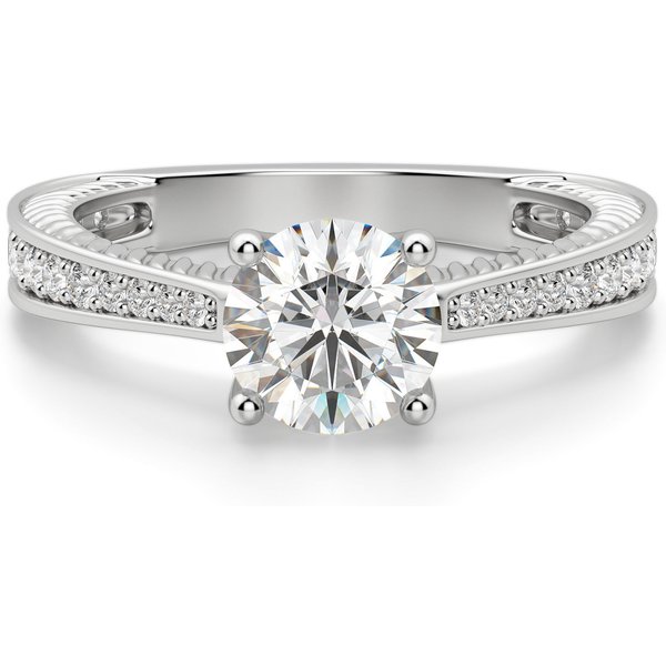 Sage Accented Okrągły 1.25 krt Pierścionek Zaręczynowy Diament Laboratoryjny 585 Białe Złoto (14K)