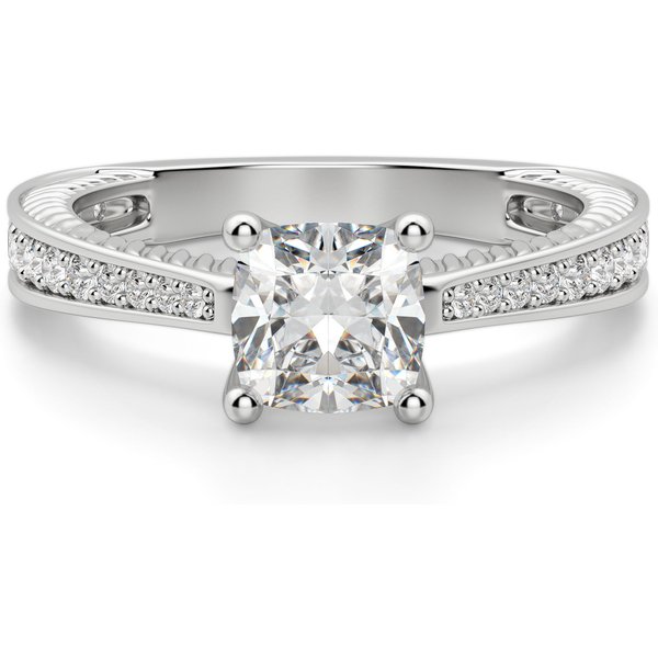Sage Accented Poduszkowy 2.00 krt Pierścionek Zaręczynowy Diament Laboratoryjny 585 Białe Złoto (14K)