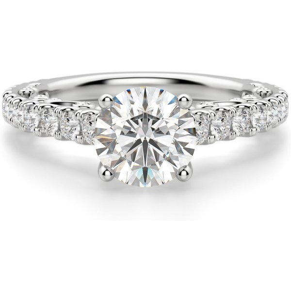 Fleur Okrągły 1.25 ct Pierścionek Zaręczynowy Diament Laboratoryjny 585 Białe Złoto (14K)