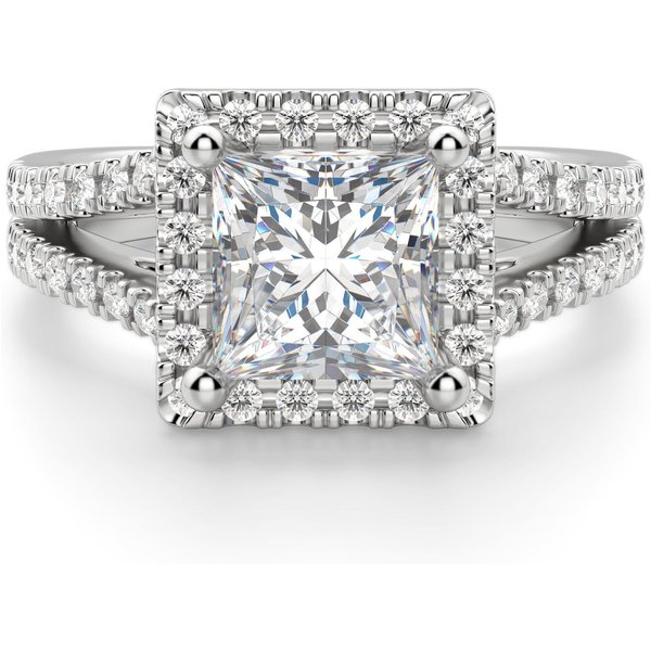 Palm Springs Księżniczka 3.00 ct Pierścionek Zaręczynowy Diament Laboratoryjny 585 Białe Złoto (14K)