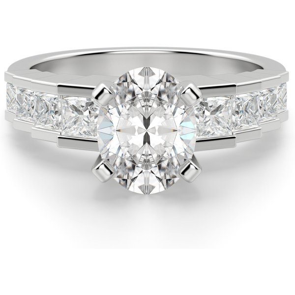 Cinderella Staircase Owalny 2.00 ct Pierścionek Zaręczynowy Diament Laboratoryjny 950 Platyna