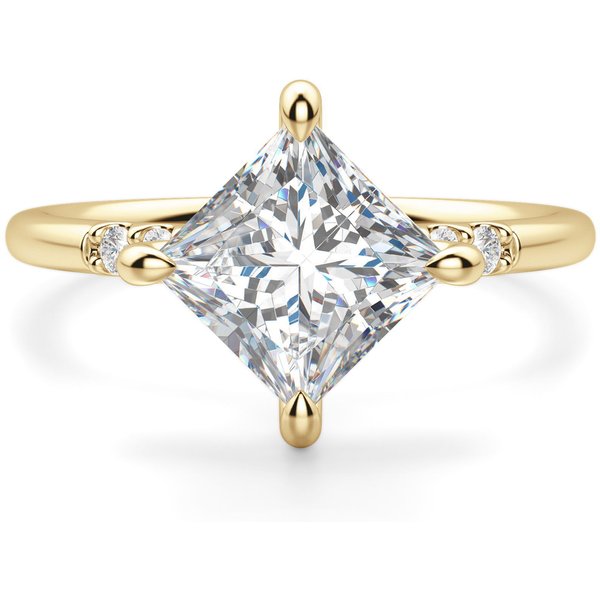 Kite Set Accented Księżniczka 1.00 ct Pierścionek Zaręczynowy Diament Laboratoryjny 585 Żółte Złoto (14K)