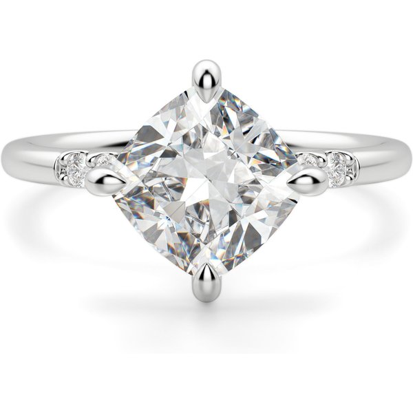 Kite Set Accented Poduszkowy 0.50 krt Pierścionek Zaręczynowy Diament Laboratoryjny 585 Białe Złoto (14K)