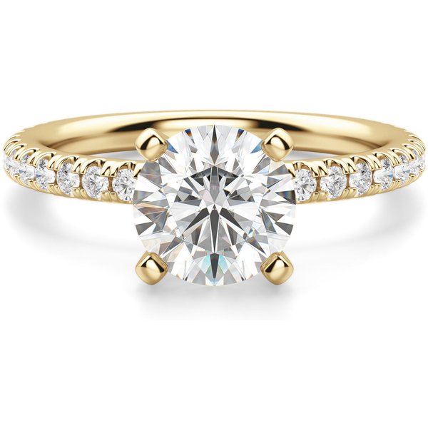 Petite Accented Okrągły 2.50 krt Pierścionek Zaręczynowy Diament Laboratoryjny 585 Żółte Złoto (14K)