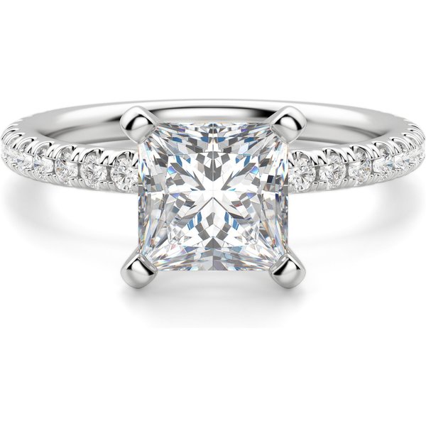 Petite Accented Księżniczka 1.75 ct Pierścionek Zaręczynowy Diament Laboratoryjny 585 Białe Złoto (14K)