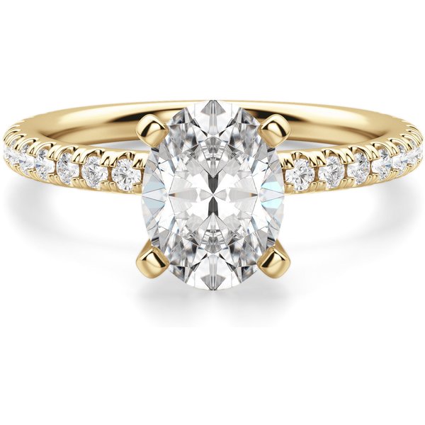 Petite Accented Owalny 0.75 ct Pierścionek Zaręczynowy Diament Laboratoryjny 585 Żółte Złoto (14K)