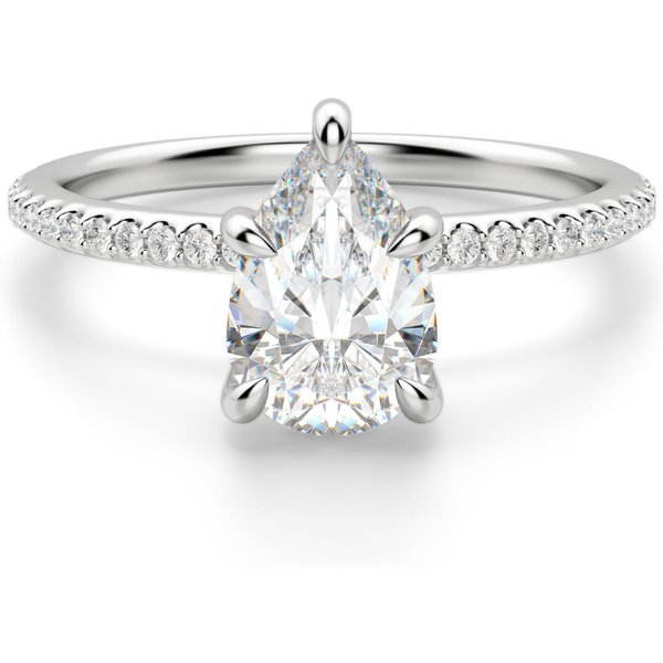 Hidden Halo Accented Gruszkowy 1.50 ct Pierścionek Zaręczynowy Diament Laboratoryjny 950 Platyna