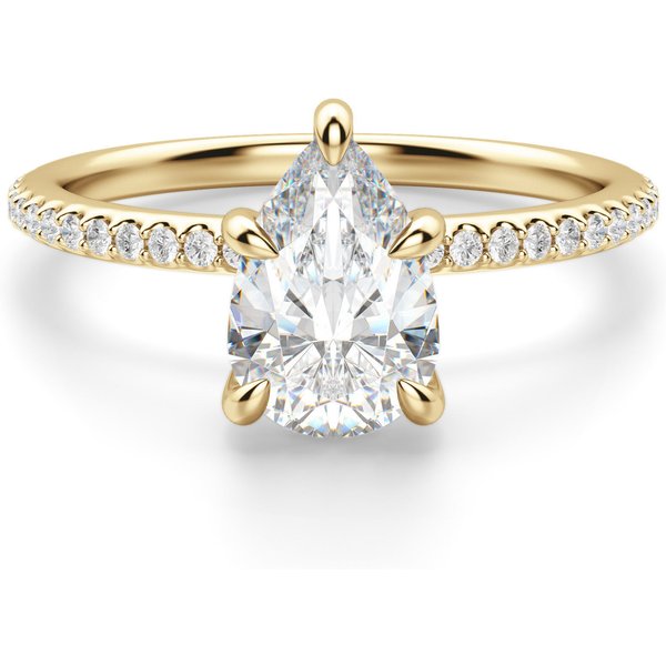Hidden Halo Accented Gruszkowy 1.75 ct Pierścionek Zaręczynowy Diament Laboratoryjny 585 Żółte Złoto (14K)