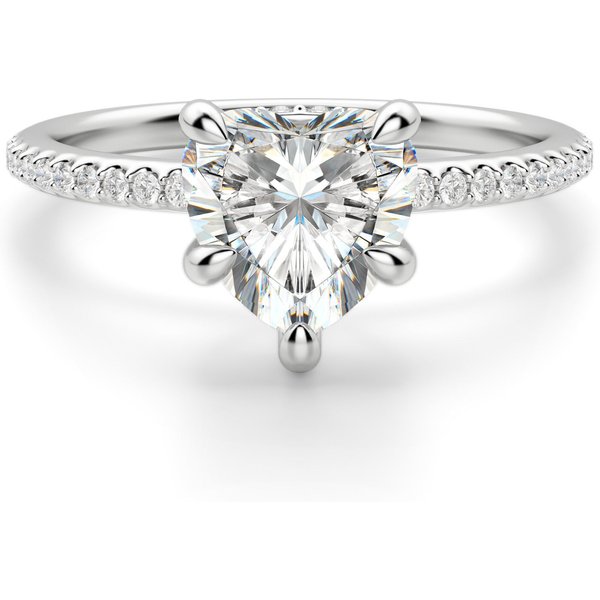 Hidden Halo Accented Sercowy 2.00 ct Pierścionek Zaręczynowy Diament Laboratoryjny 585 Białe Złoto (14K)