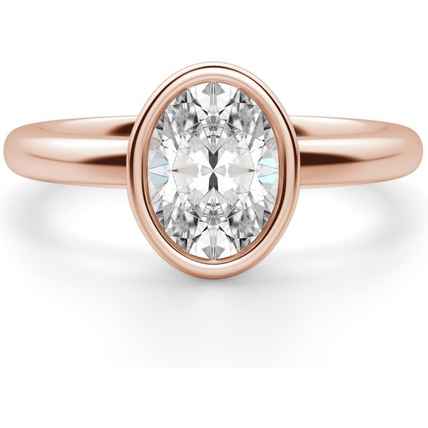 Marseille Owalny 1.00 ct Pierścionek Zaręczynowy Diament Laboratoryjny 585 Różowe Złoto (14K)