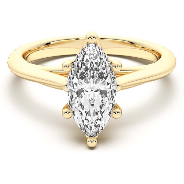 Bali Klasyczny Markizowy 2.50 ct Pierścionek Zaręczynowy Diament Laboratoryjny 585 Żółte Złoto (14K)