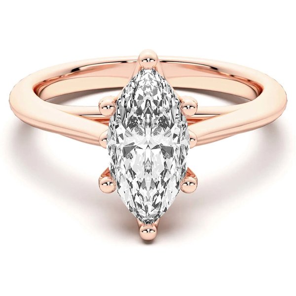 Bali Klasyczny Markizowy 0.75 ct Pierścionek Zaręczynowy Diament Laboratoryjny 585 Różowe Złoto (14K)