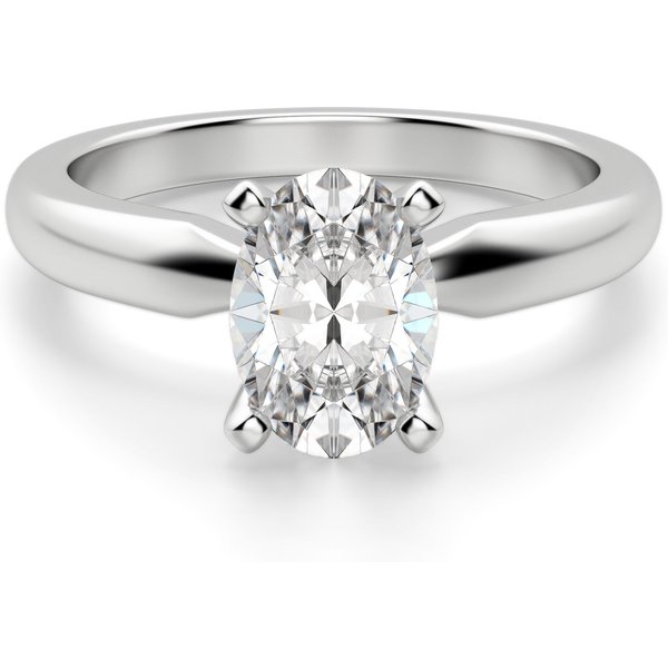 Tapered Solitaire Owalny 1.75 ct Klasyczny Pierścionek Zaręczynowy Diament Laboratoryjny 585 Białe Złoto (14K)