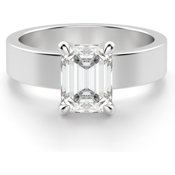 Basket Set Szmaragdowy 1.00 ct Masywny Pierścionek Zaręczynowy Diament Laboratoryjny 585 Białe Złoto (14K)