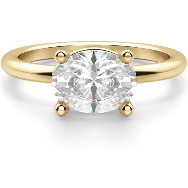 Klasyczny Pierścionek Zaręczynowy z Szlifem Owalnym 1.75 ct East-West Diament Laboratoryjny 585 Żółte Złoto (14K)